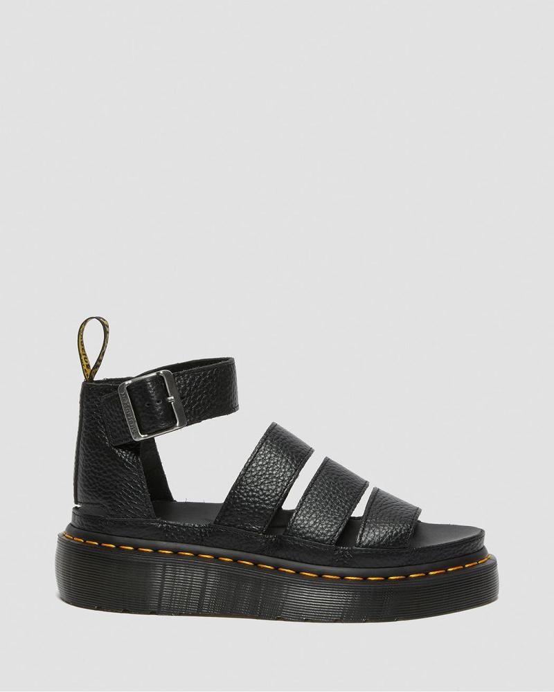 Black Women's Dr Martens Clarissa II Leather Platform Sandals | CA 309HAP